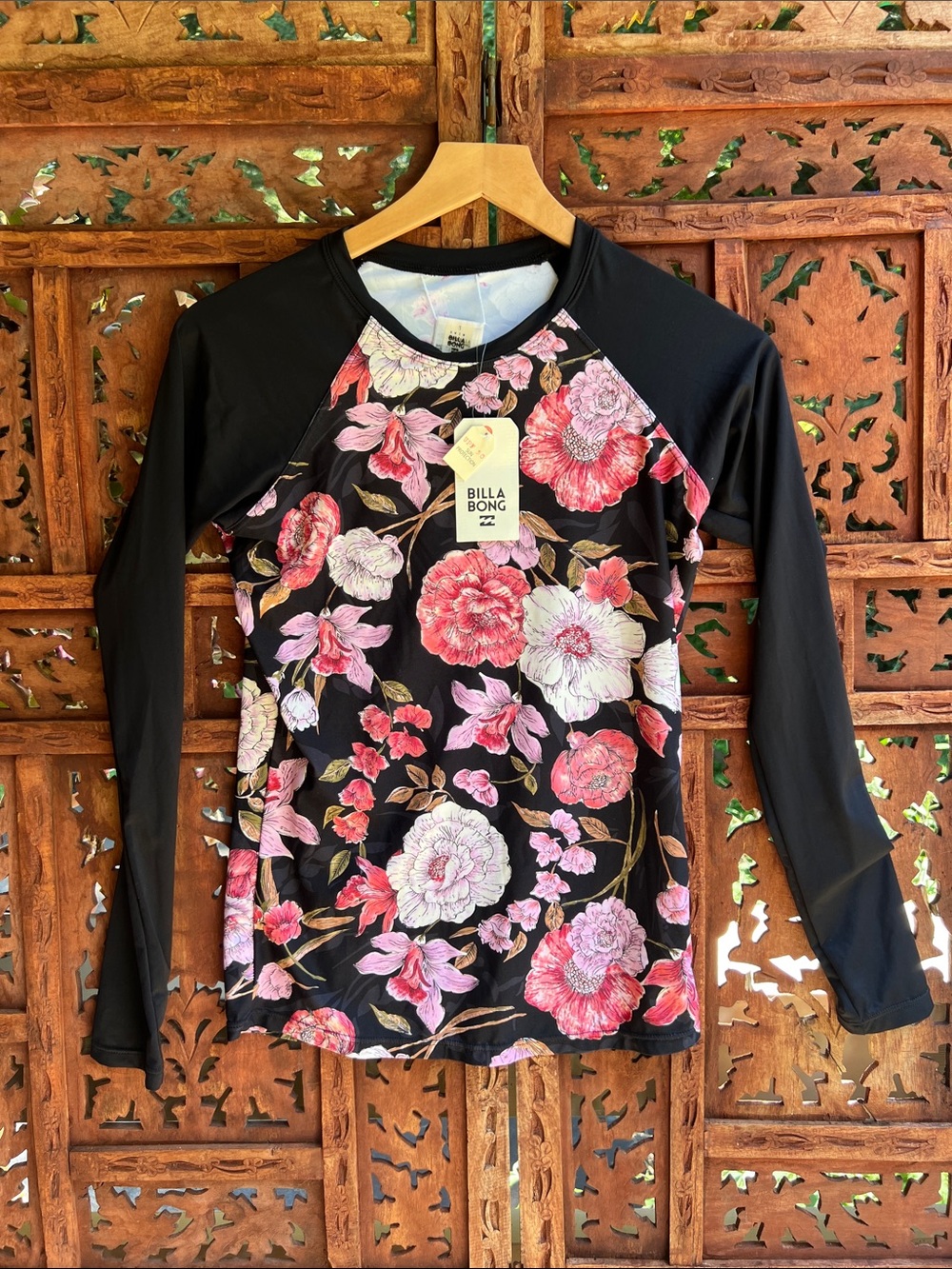 Billabong Black Floral Long Sleeve Swim Top